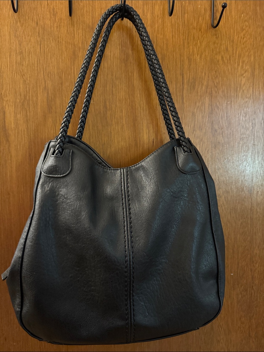 Antik Kraft Black Braided-Handle Shoulder Bag